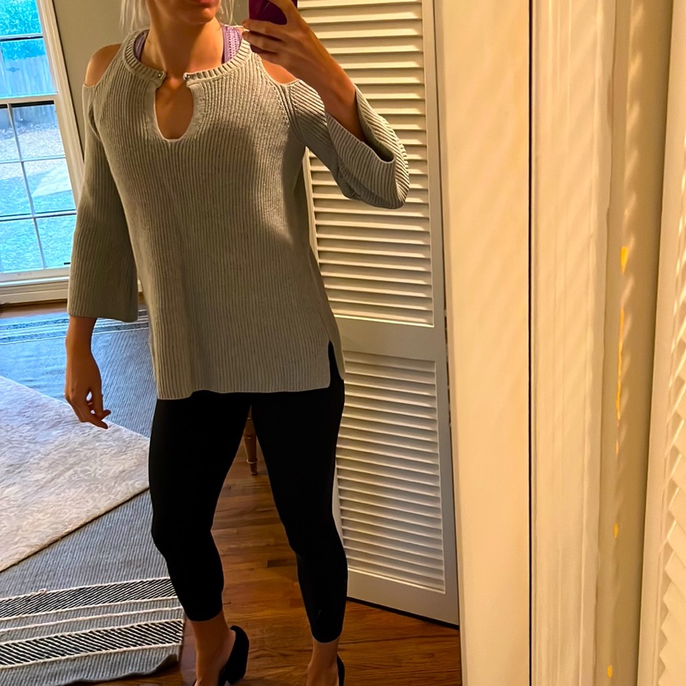 Gray cold shoulder sweater. Size medium.